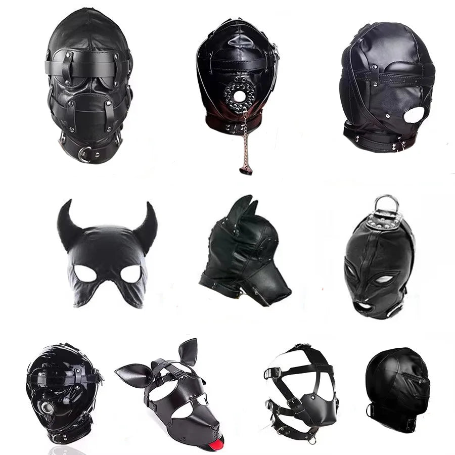 Leather Padded BDSM Head Harness Mask – image 1
