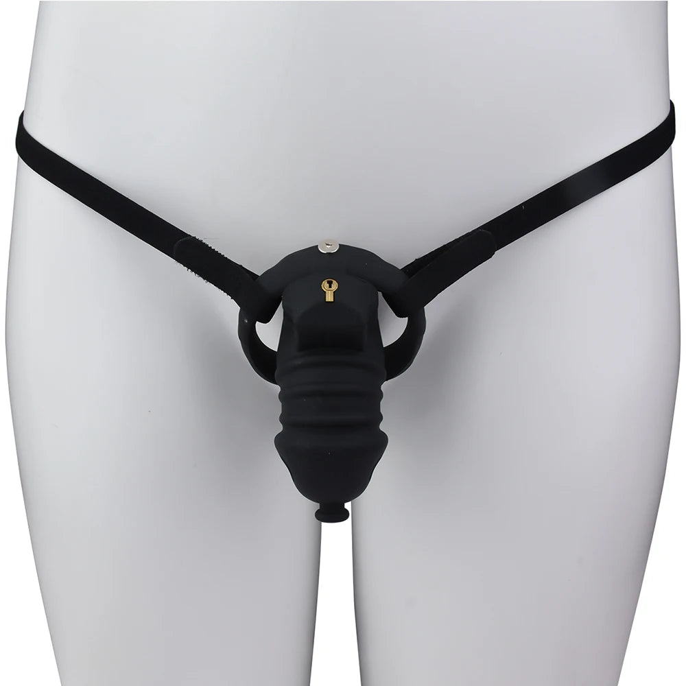Long Silicone Penis Chastity Cage Set with Harness – image 2