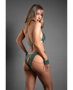Domina Lace Bralette & Open Panty w/Detachable Chain-Link Handcuffs – product image 2 – SKU FTD2526-GR-SM
