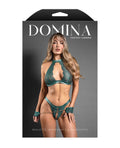 Domina Lace Bralette & Open Panty w/Detachable Chain-Link Handcuffs – product image 3 – SKU FTD2526-GR-SM