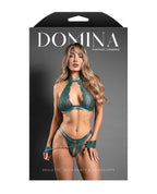 Domina Lace Bralette & Open Panty w/Detachable Chain-Link Handcuffs – product image 3 – SKU FTD2526-GR-SM