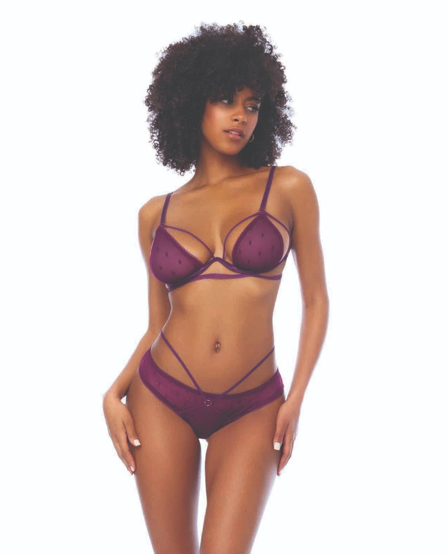 Dot Mesh Underwire Top w/Open Back Panty – product image 1 – SKU MPE8870-BG-LX